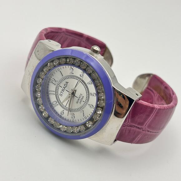 Strada Crystal Dial Pink Bangle 34mm Women’s Quartz Watch Working - Picture 4 of 8